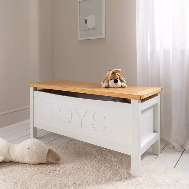 Nöa and Nani Leines Toy Box Storage Chest in White and Oak