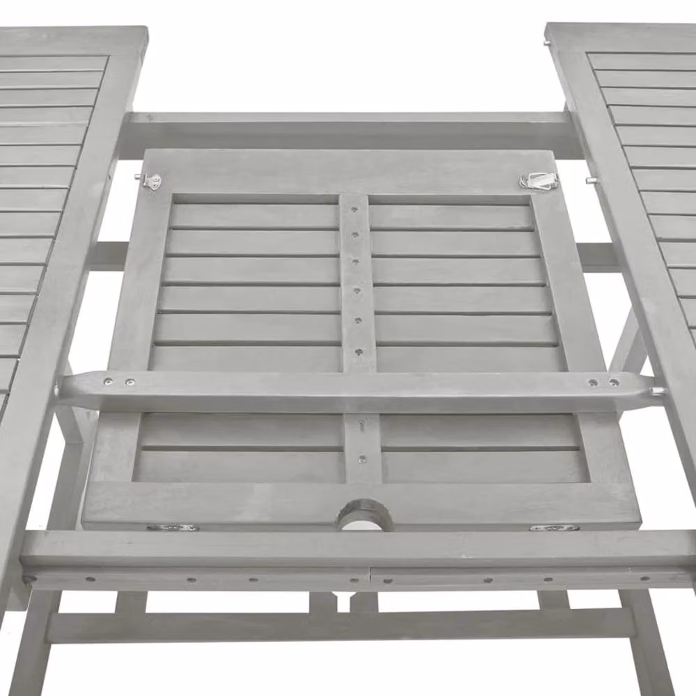 Berkfield Home Grey Extendable Acacia Wood Garden Table, W: 200 cm, D: 100 cm, H: 75 cm – 2