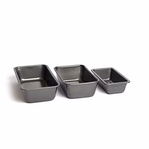 MasterClass Set of 3 Non-Stick Carbon Steel Rectangular Loaf Tins in Grey – 3