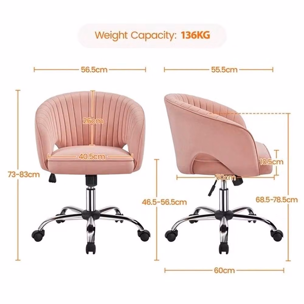 EONLION Pink Velvet Swivel Task Chair for Home Office, Height: 100 cm – 2