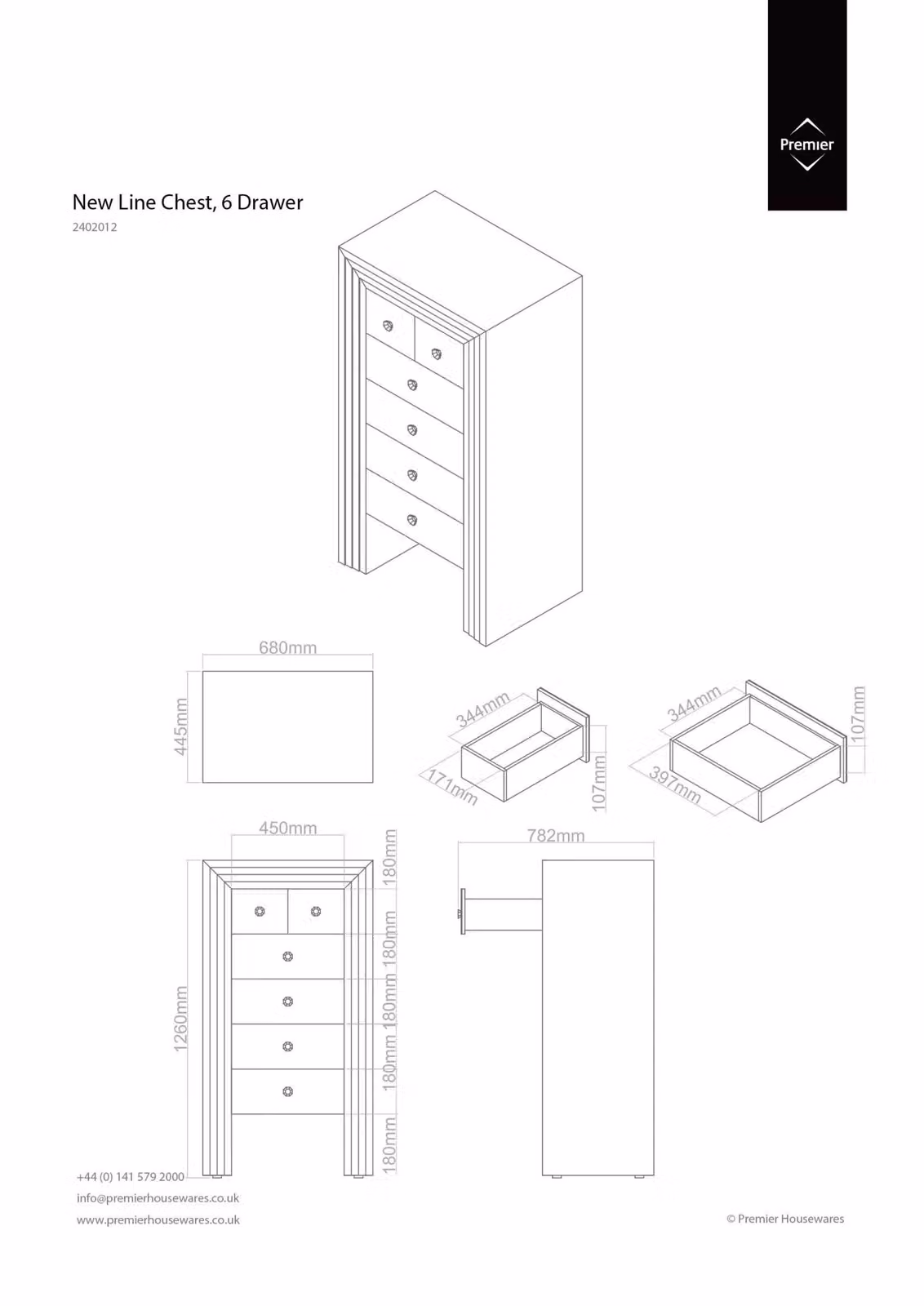 Orsina 6 Drawer Mirrored Chest in Silver – 2