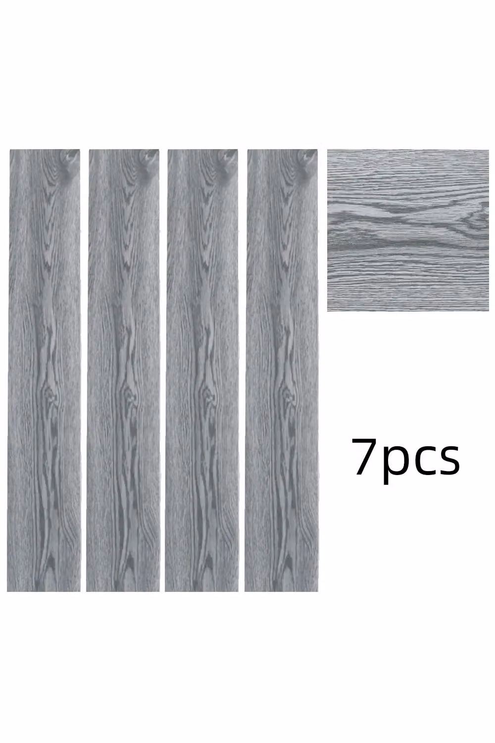 Living and Home 7-Piece Grey Self-Adhesive PVC Wood Grain Effect Flooring, 1m² Pack – 2