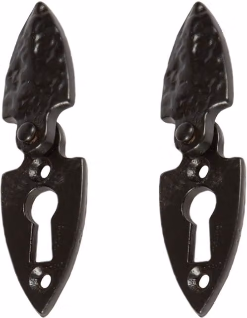 Hammer and Tongs Arrowhead Escutcheon Plate with Cover, Black Matt Iron, Pack of 2, W: 3.0 cm, H: 5.5 cm – 7