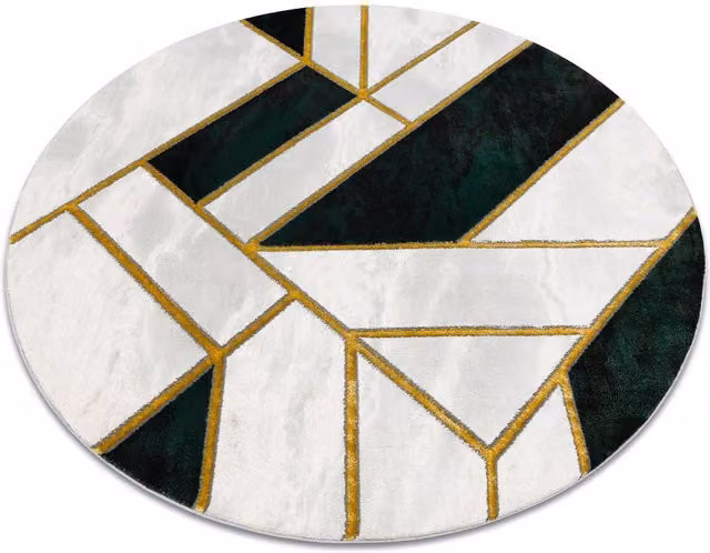 RugsX Emerald Round Geometric Rug in Green, Diameter: 160 cm
