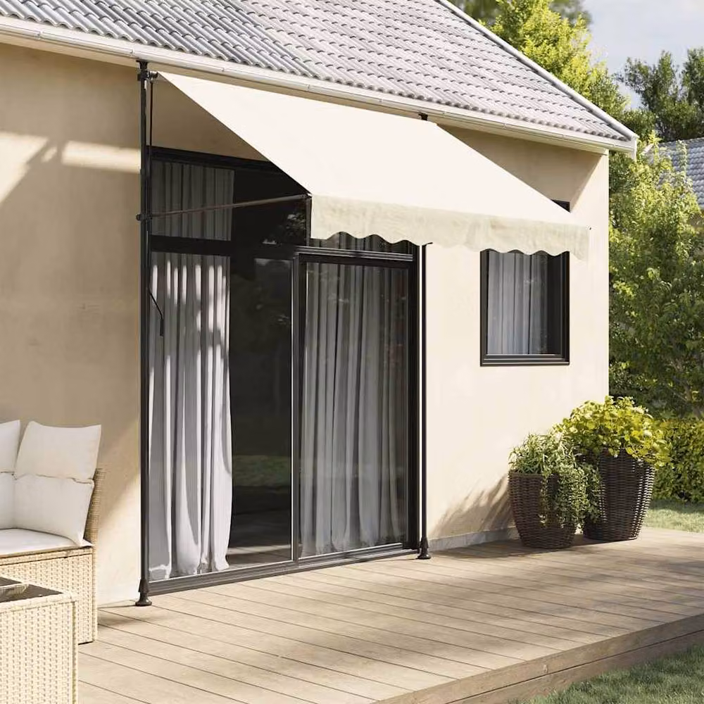 Berkfield Home Retractable Awning in Cream with Steel Frame, W: 250 cm, D: 150 cm – 2