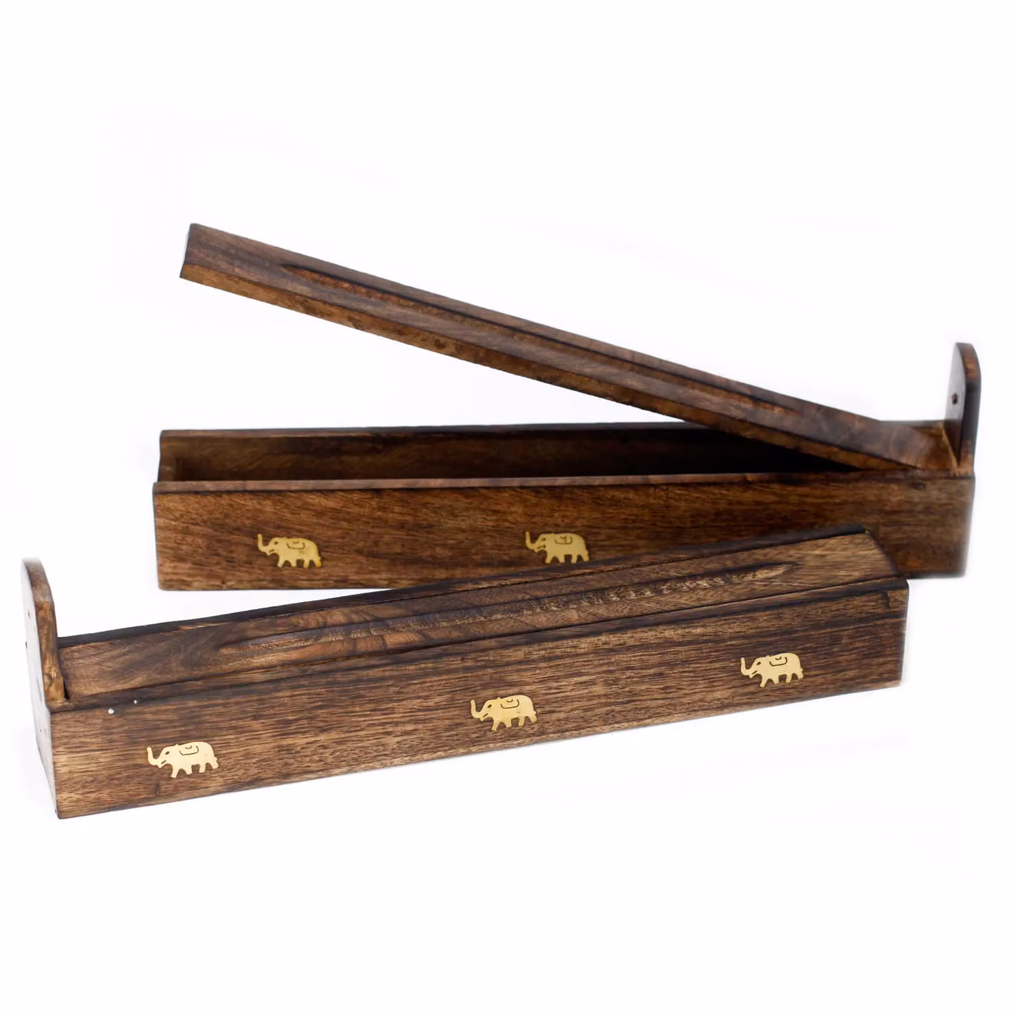 KDMD Mango Wood Rectangular Tabletop Incense Box in Brown – 2