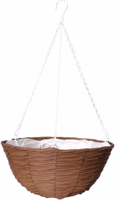 KDMD 14 inch Faux Rattan Hanging Basket Planter in Espresso Brown