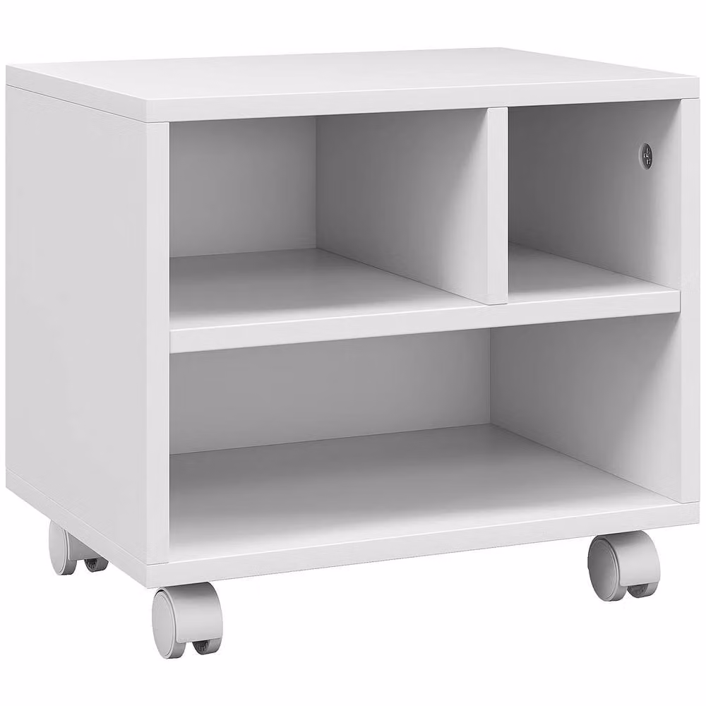 STILVORA Printer Stand with Storage and Wheels in White – 3