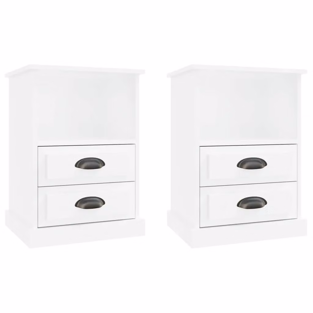 Berkfield Home Set of 2 High Gloss White Bedside Cabinets W/D/H: 43 x 36 x 60 cm – 2