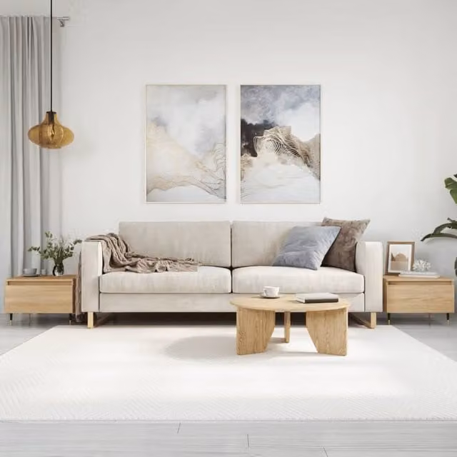 Berkfield Home Set of 2 Sonoma Oak Coffee Tables in Brown, W/D/H: 50 x 46 x 35 cm