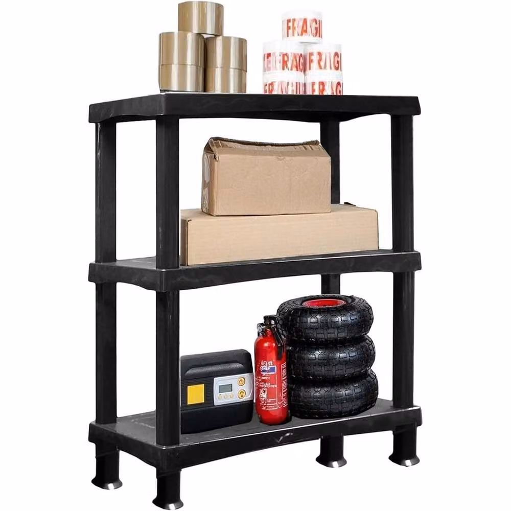 Forgevio Pack of 2 Black Plastic 3 Tier Shelving Units – 3