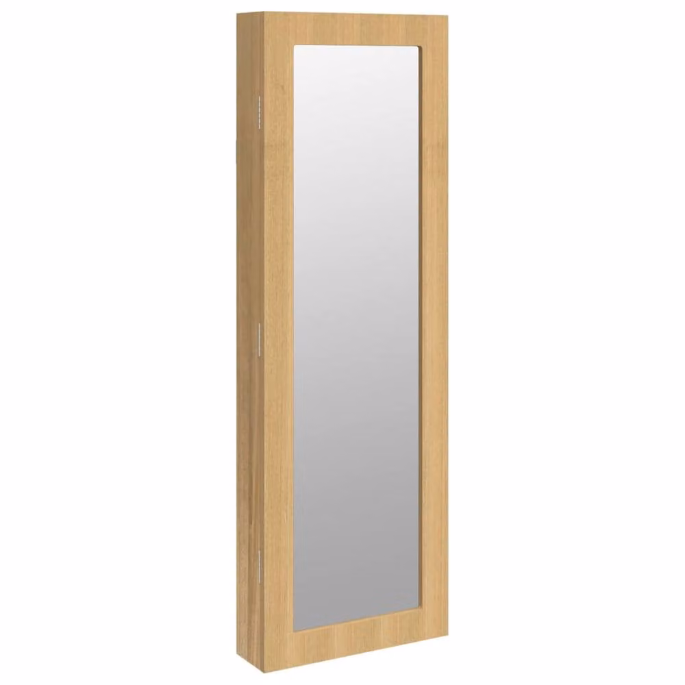 Berkfield Home Wall Mounted Mirror Jewellery Cabinet in Beige, W/D/H: 30 x 8.5 x 90 cm – 2