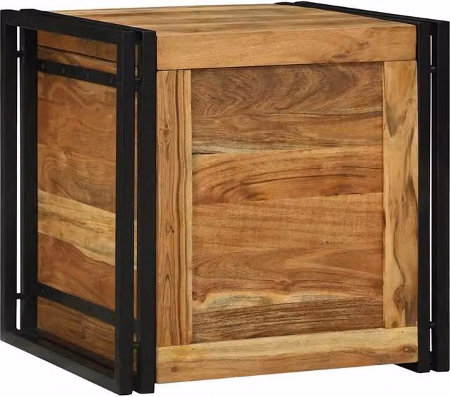 Berkfield Home Brown Solid Acacia Wood Storage Box W/D/H: 50 x 50 x 50 cm