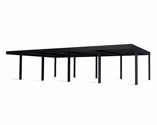 Palram Oslo Modern Double Carport with Black Structure and Grey Polycarbonate Panels