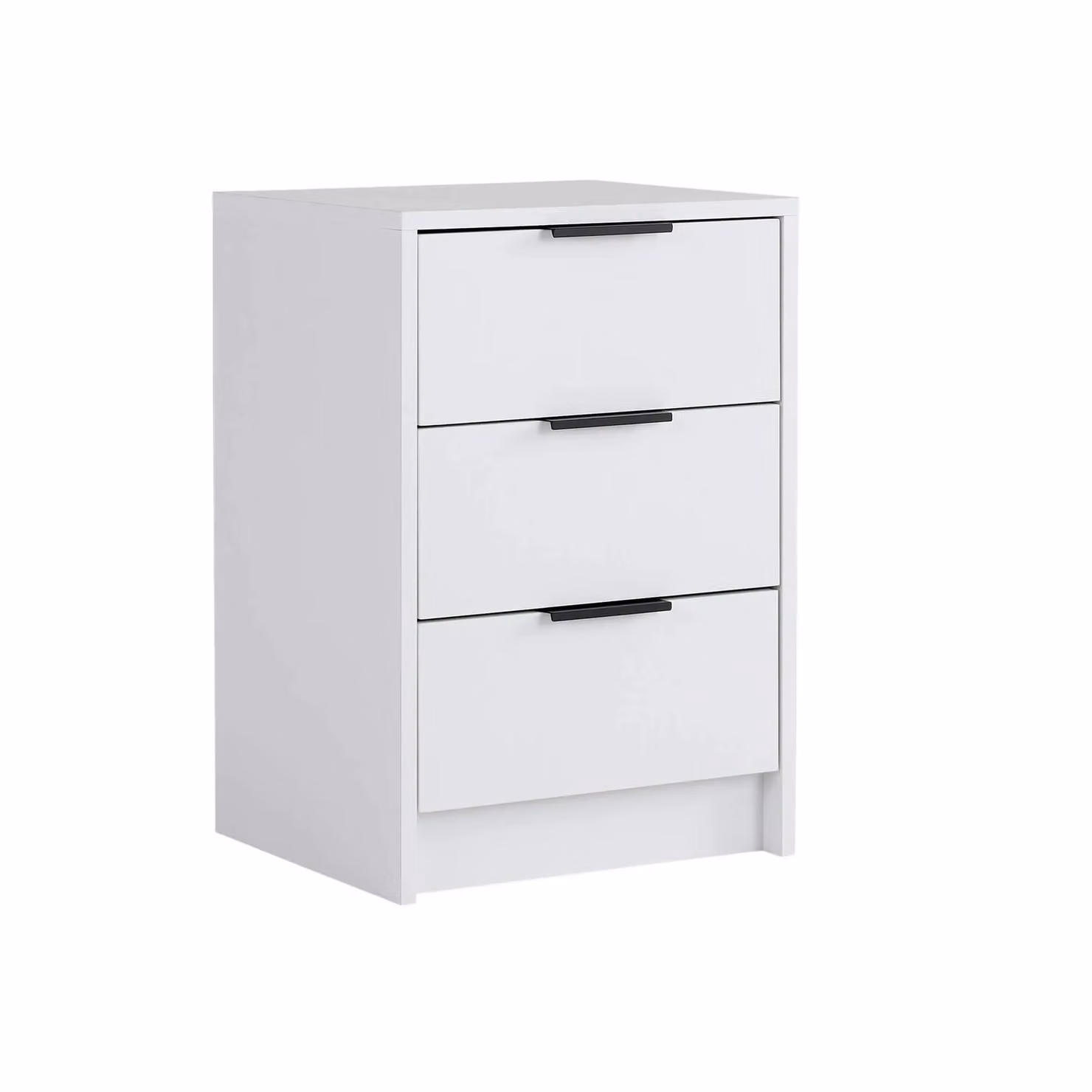 Home Source Phoenix 3 Drawer Bedside Nightstand and Side Table in White and Silver – 3