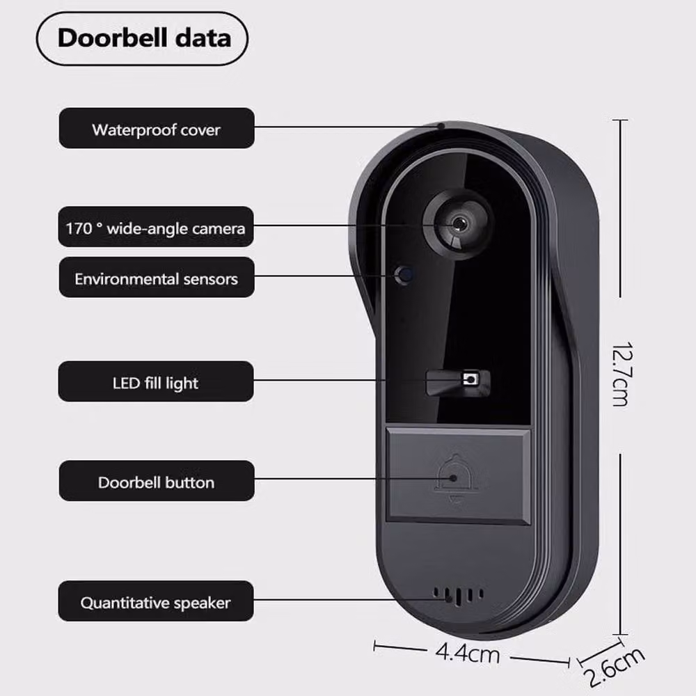 NESTLUNE 1080P 4.3 inch Wireless Smart Visual Intercom Video Doorbell in Black – 2