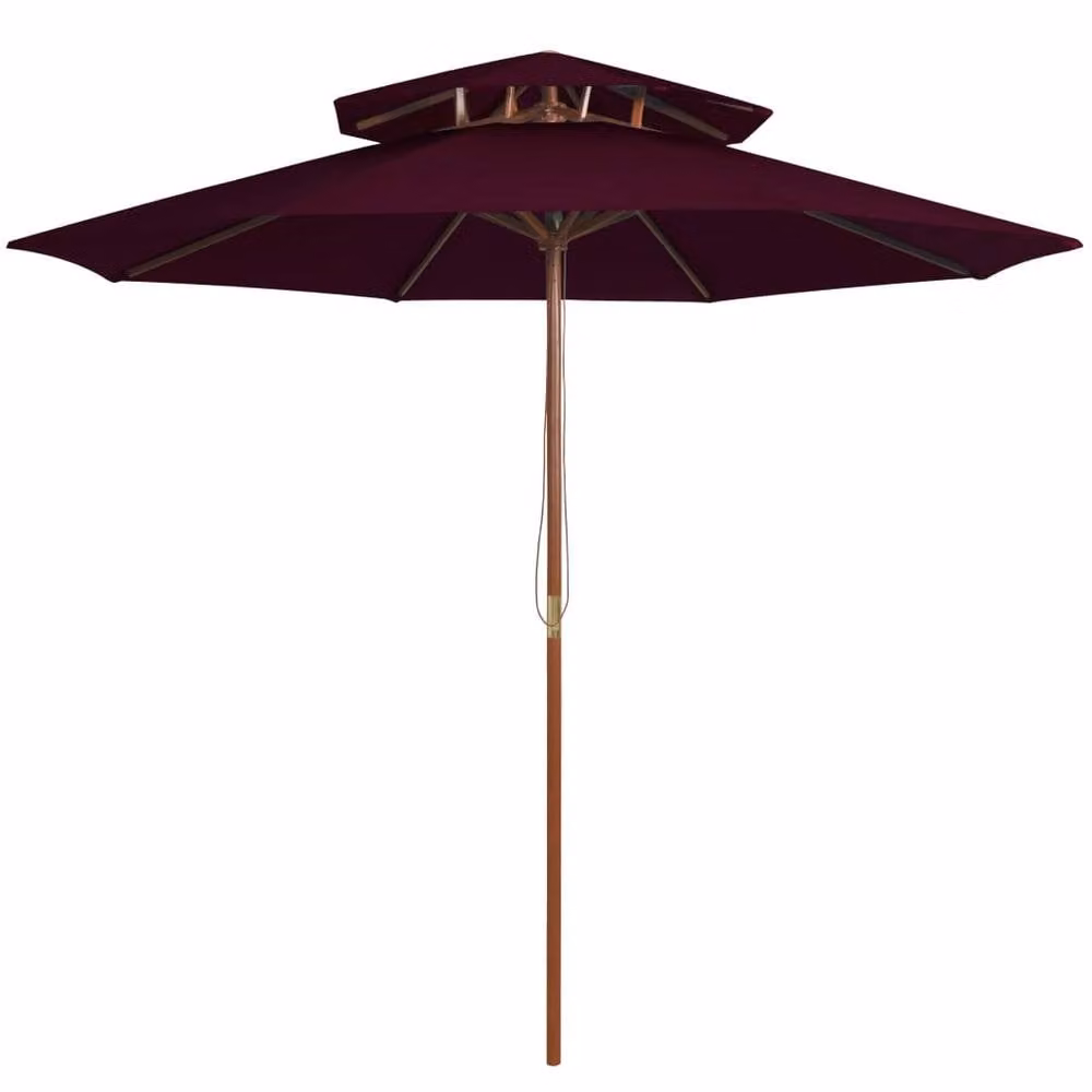 Berkfield Home Elegant Double Decker Garden Parasol with Bamboo Wooden Pole in Bordeaux Red, Diameter: 270 cm – 2