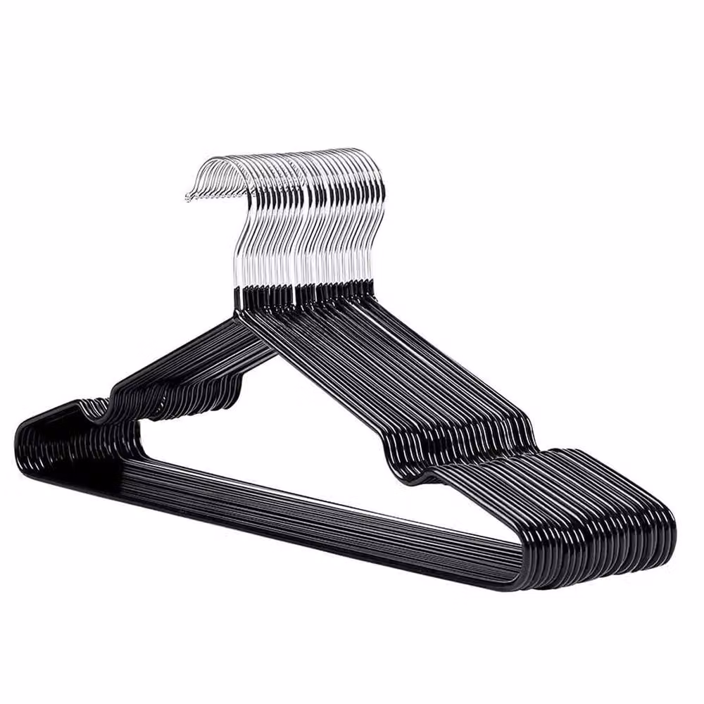 FLAVORA Metal Coat and Trouser Hanger with Bar, Black, W: 100 cm, D: 15 cm, H: 80 cm – 4
