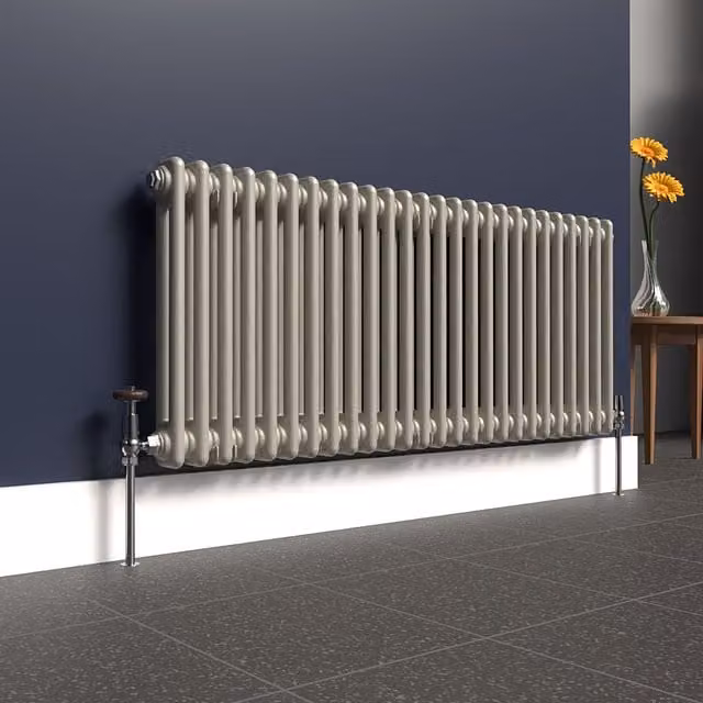 Lux Heat Horizontal 2 Column Steel Radiator in Grey, W: 119 cm, H: 50 cm