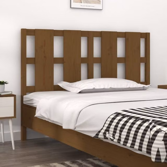 Berkfield Home Rustic Solid Wood Pine Bed Headboard in Honey Brown, W: 125.5 cm, D: 4 cm, H: 100 cm