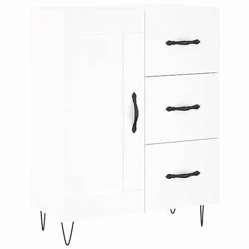 vidaXL White Classic Sideboard in MDF and Metal, W/D/H: 69.5 x 34.0 x 90.0 cm