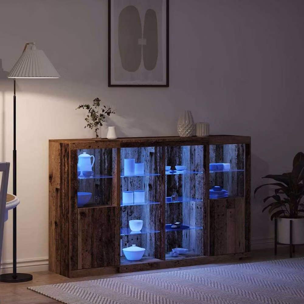 Berkfield Home Rustic Brown Sideboard with Integrated LED Lights, W/D/H: 163 x 37 x 100 cm – 5