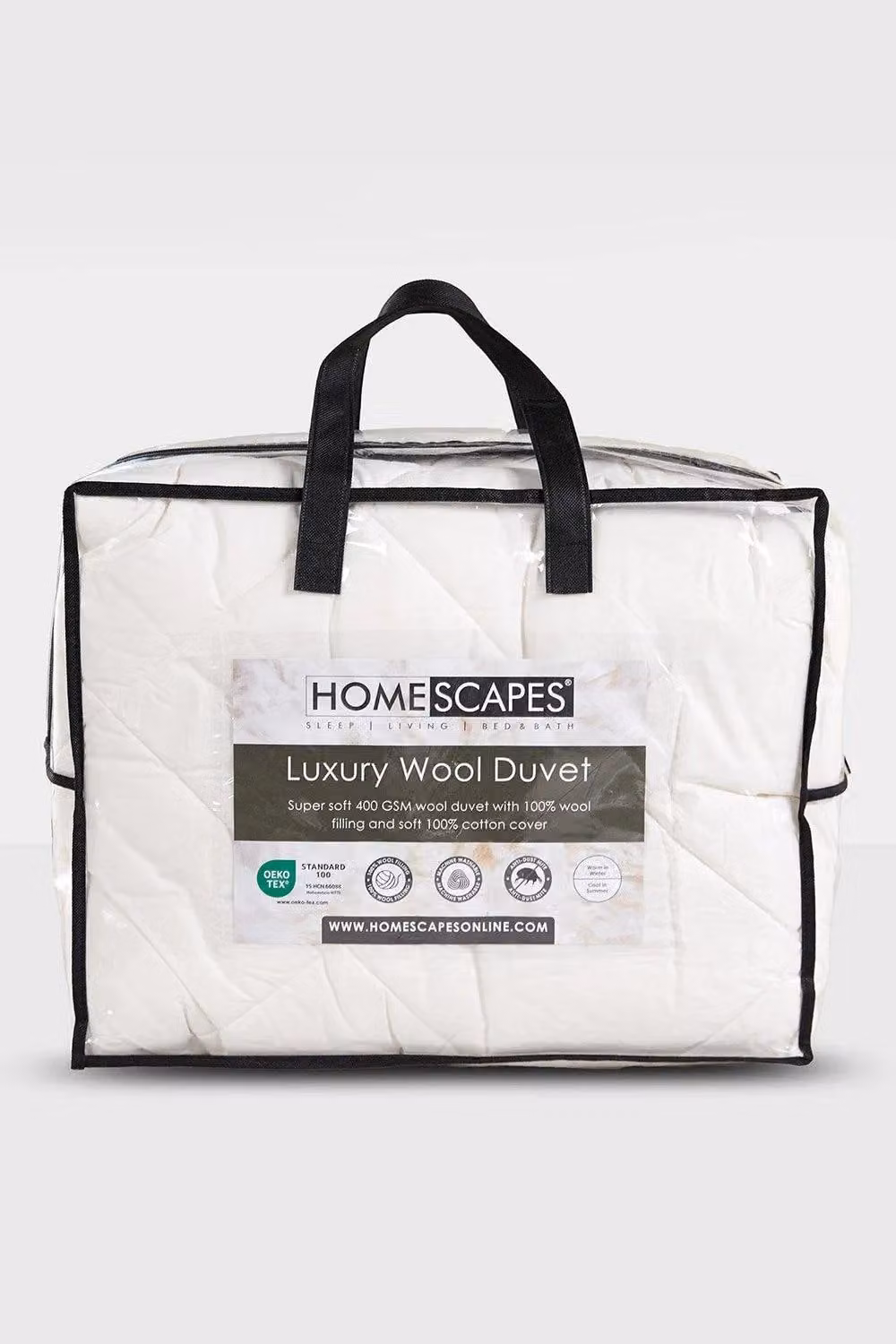 Homescapes Premium Heavy Wool Duvet in White, King Size, Breathable Winter Duvet with Cotton and New Wool – 2