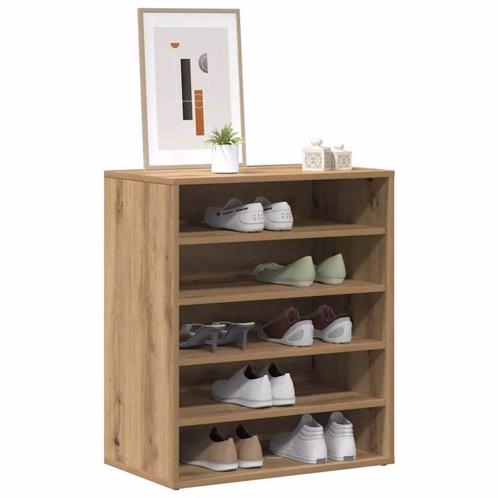 Berkfield Home Artisan Oak Shoe Cabinet in Brown, W/D/H: 60 x 35 x 70 cm – 3