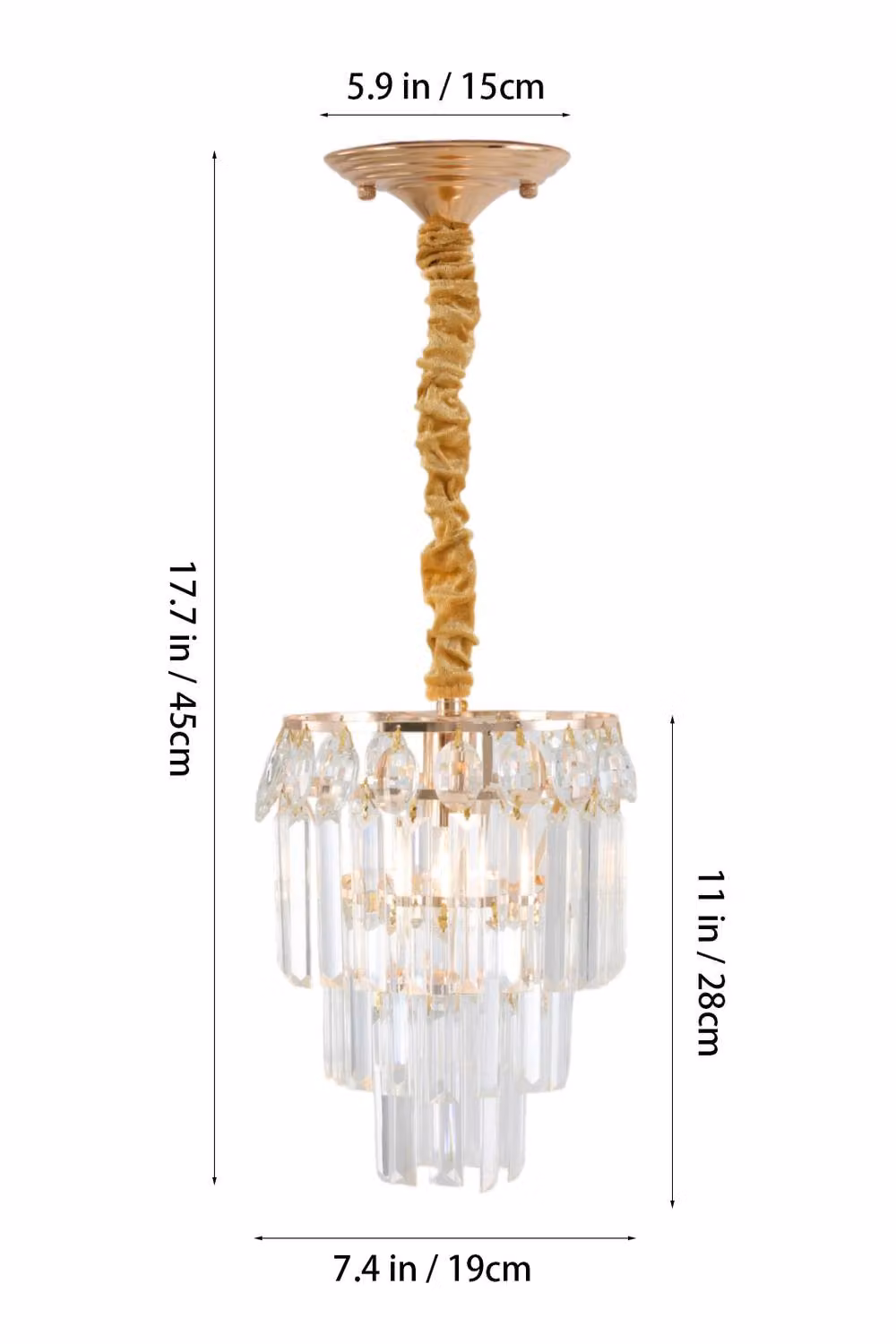 Living and Home Elegant Crystal Pendant Light in Gold and Transparent – 2