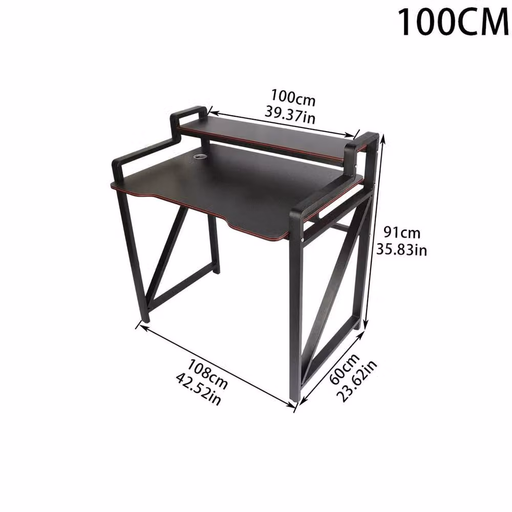 Kelvenix Ergonomic Gaming Desk in Black and Red, W: 100 cm, D: 60 cm, H: 91 cm – 2