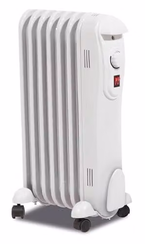 Prem-i-air 1500W White Freestanding Oil-Filled Radiator with Thermostat and Overheat Protection – 1