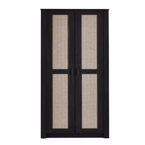 Julian Bowen Sydney 2 Door Rattan Wardrobe in Black Ash, H 202 x W 80 x D 55 cm – 2