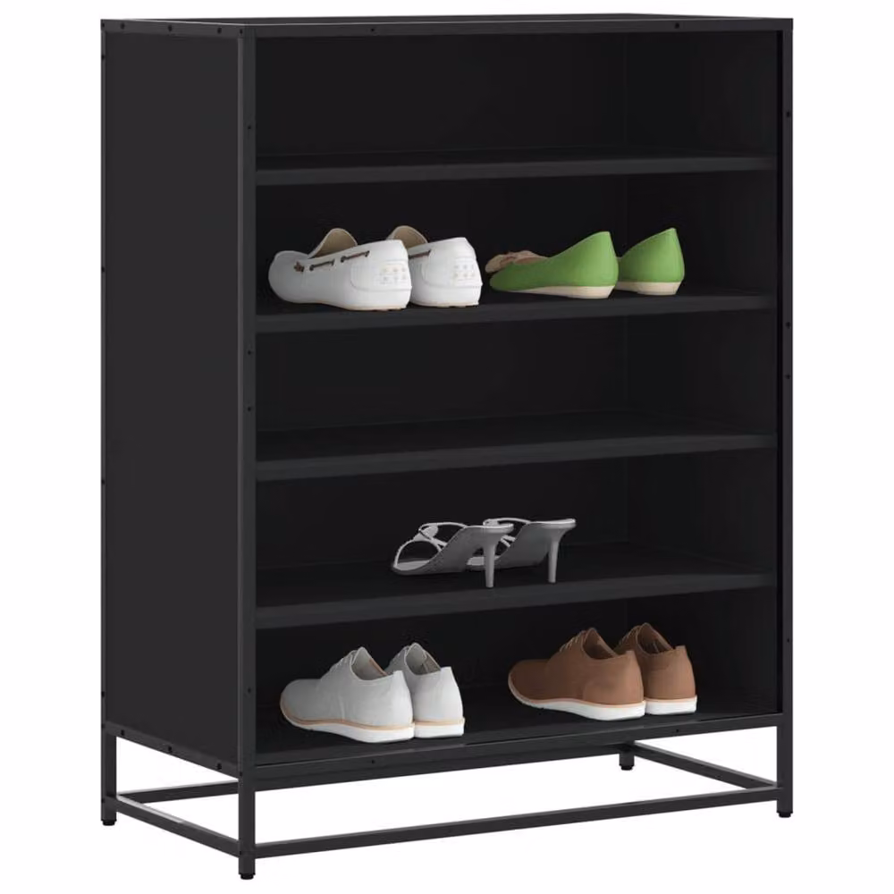 Berkfield Home Black Modern Shoe Cabinet in Engineered Wood and Metal, W/D/H: 75 x 38 x 97.5 cm – 2