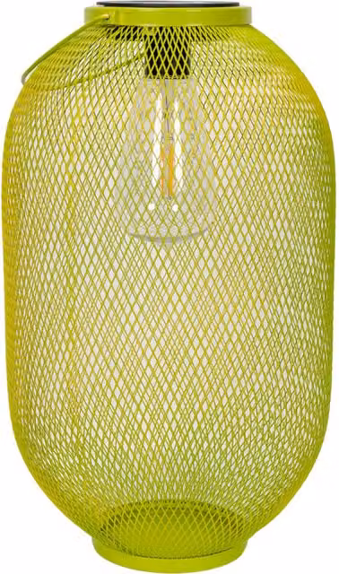 ValueLights Solar Powered Metal Mesh Basket Lantern in Green