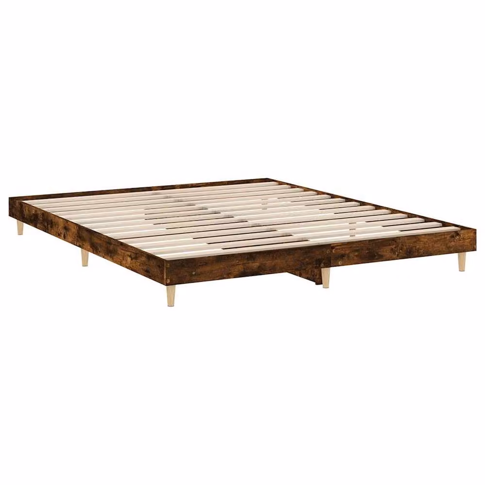 Berkfield Home Small Double Bed Frame in Smoked Oak Brown, Engineered Wood, W/D/H: 120 x 200 cm – 2