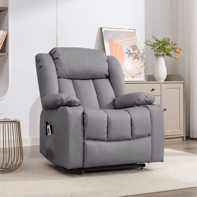 Artemis Home Sheridan Dual Motor Electric Riser Recliner with Massage and Heat in Grey