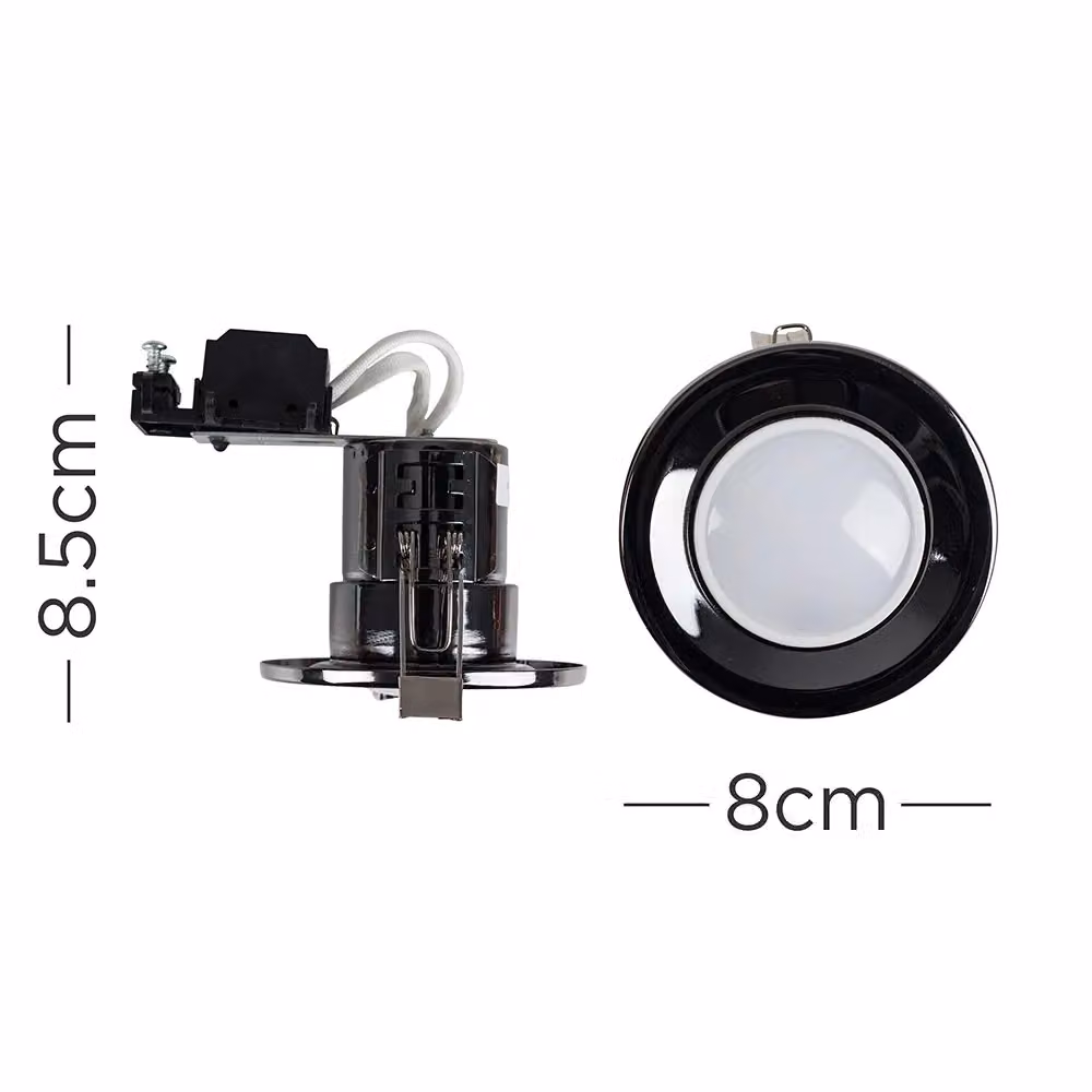 ValueLights Modern Fire Rated Black and Chrome GU10 Recessed LED Ceiling Downlight Spotlight – 2