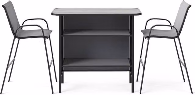 Hinsinc Grey 3-Piece Modern Patio Bar Height Table and Chairs Set