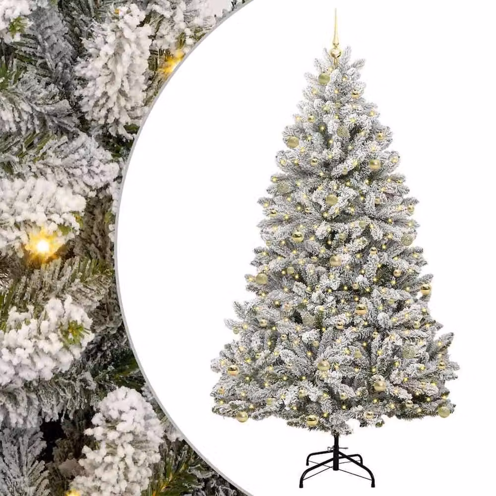 Berkfield Home Artificial Christmas Tree in Green and White, Height: 240 cm – 2