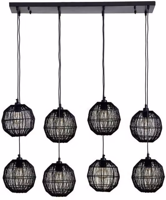 Netlighting Hermi II Cluster Pendant Ceiling Light in Matt Black with 8x E27 Sockets
