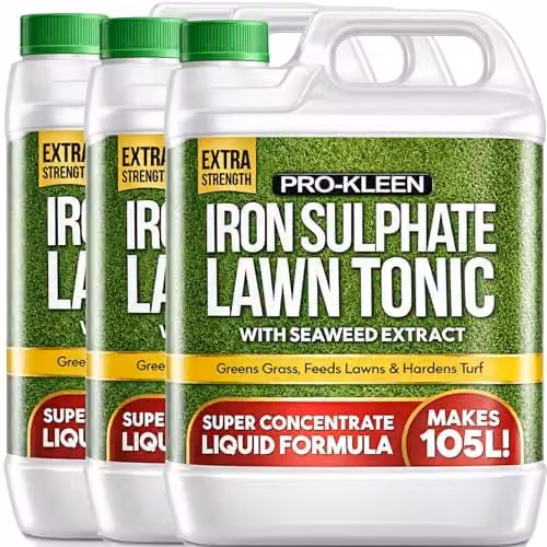 Pro-Kleen Lawn Tonic Liquid Iron Sulphate Ferrous Lawn Conditioner and Plant Tonic, 3 x 5 l