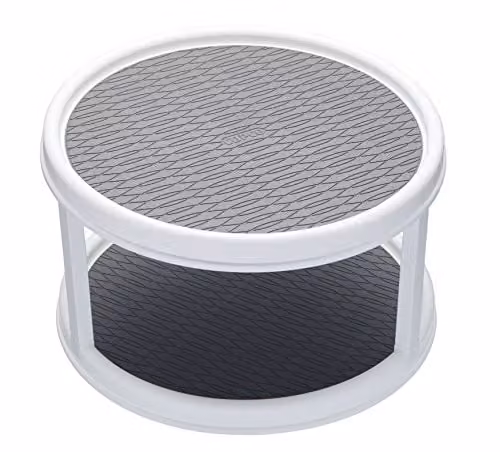 Copco Basics 2-Tier Plastic Lazy Susan Kitchen Organiser, White/Grey, Diameter: 30 cm