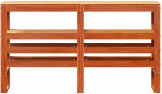 Berkfield Home Solid Wood Pine Headboard with Integrated Bedside Shelves, Wax Brown, Width: 135 cm