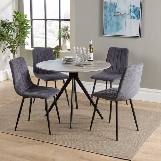 Core Products Ltd Aspen Round Dining Table and Four Chair Set, Grey