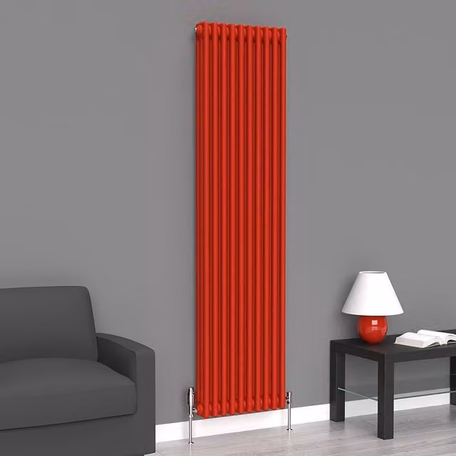Lux Heat Vertical Coloured Column Radiator in Poppy Red, H 180 cm x W 47 cm