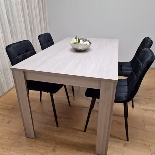 KOSY KOALA Modern Dining Table and 4 Chairs Set in Light Grey Wood Effect and Black, W/D/H: 117 x 77 x 75 cm