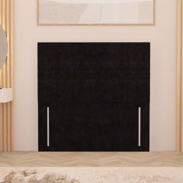 Somnior Beds Ltd Lexington Plush Velvet Single Floor Standing Upholstered Headboard in Black