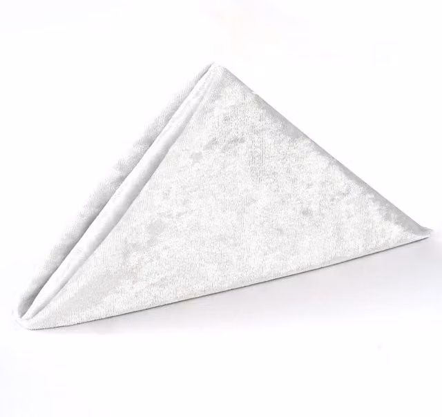 Neel Blue Diamond Velvet Napkin with Hemmed Edges in Ivory, 50 x 50 cm