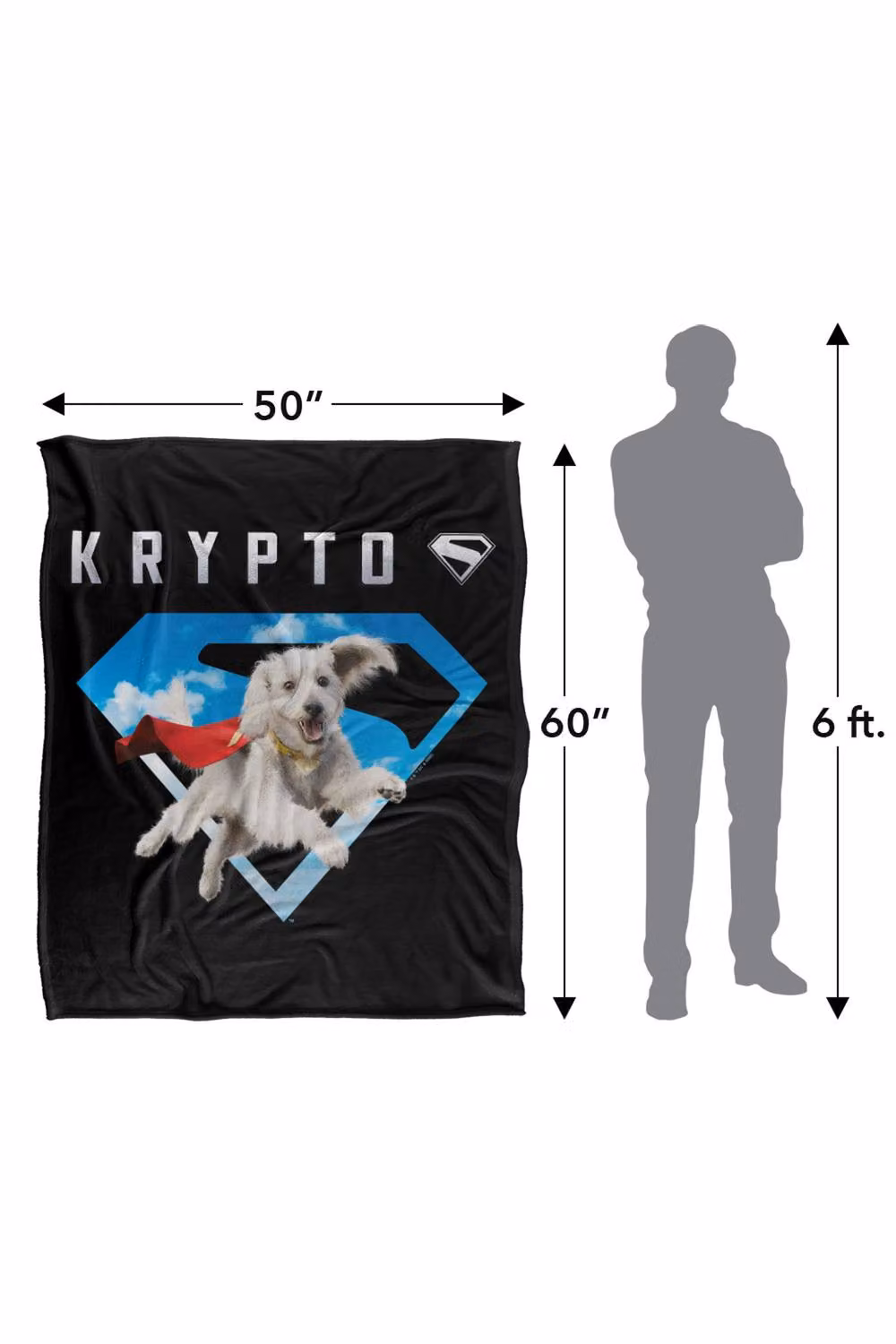 Warner Bros. Superman 2025 Krypto Sky Shield Super Soft Fleece Throw Blanket, Multicolour, W: 91 cm, D: 147 cm – 8