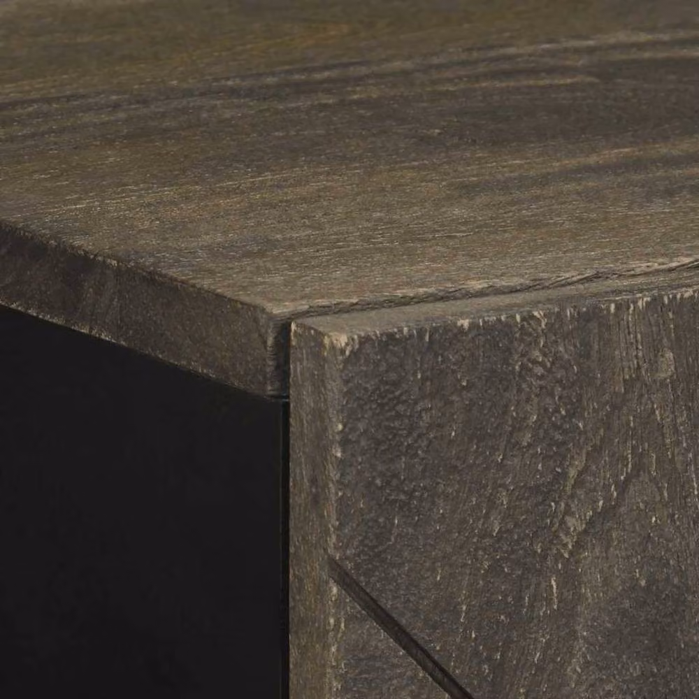 Berkfield Home Industrial Black Mango Wood Sideboard W: 40 cm, D: 33 cm, H: 75 cm – 3